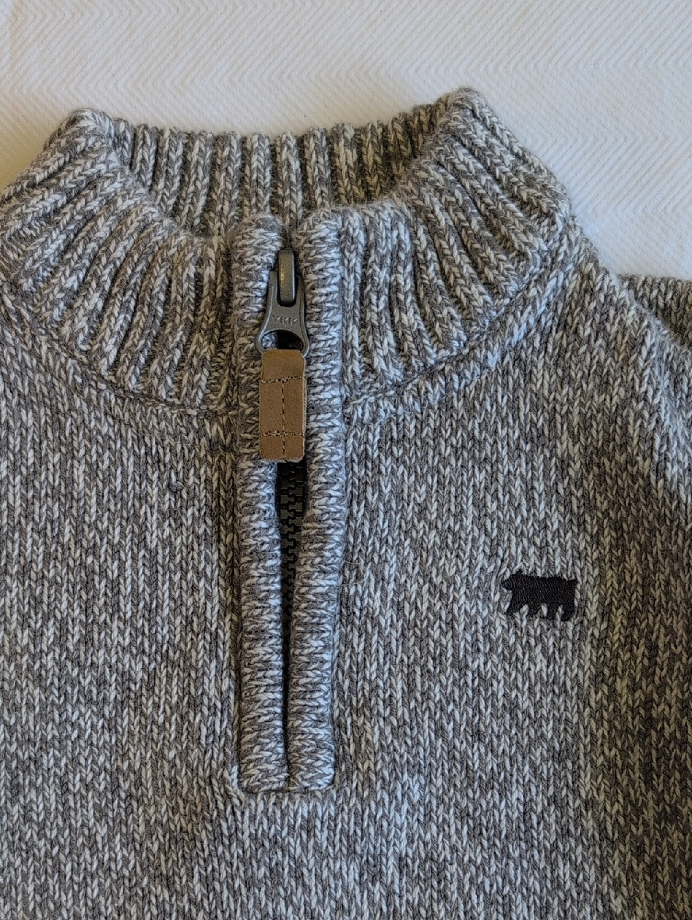 carter's cotton knit popover zip sweater gray marl 12 months baby - Picture 2 of 7